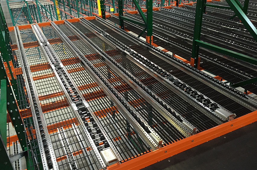 Pallet Flow Racks product in warehouse setting