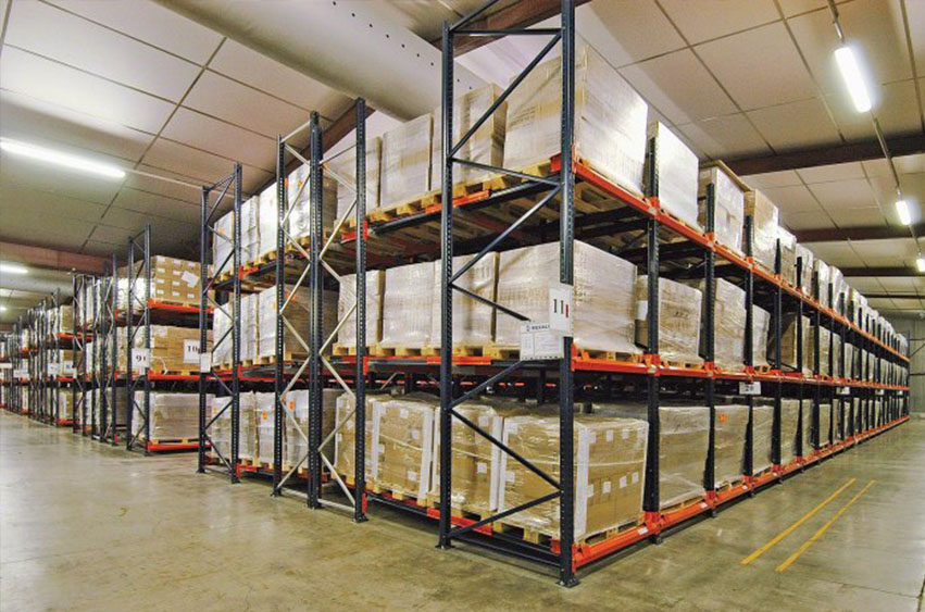 Push Back Racking product in warehouse setting